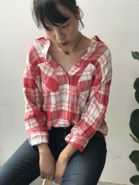 Áo sơmi Sanctuary Steady Boyfriend Shirt Xuất Xịn