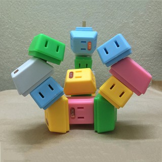 Ổ cắm điện chuyển đổi 3 trong 1 - Phích cắm 2 chấu nhiều màu nhỏ siêu gọn dễ sử dụng đủ màu