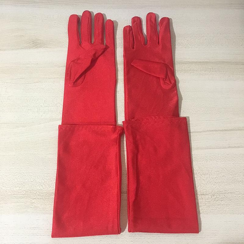 Găng Tay Satin Dài 54cm Hai Màu Trắng Đen Đỏ Phụ Kiện Cho Nữ