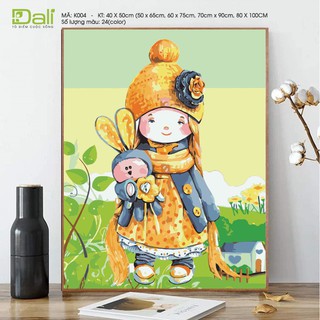 Tranh treo tường tự tô màu số hóa DALI Tranh Cô Bé Dễ Thương K004