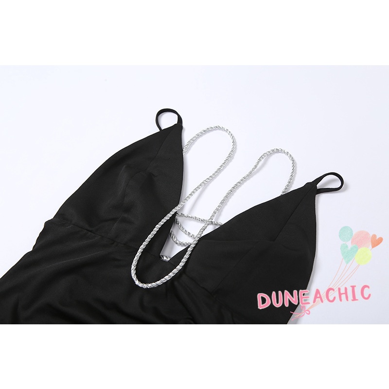 DUNEA Đầm Dự Tiệc Cổ Chữ V Khoét Sâu Thiết Kế Hở Lưng Quyến Rũ Cho Nữ