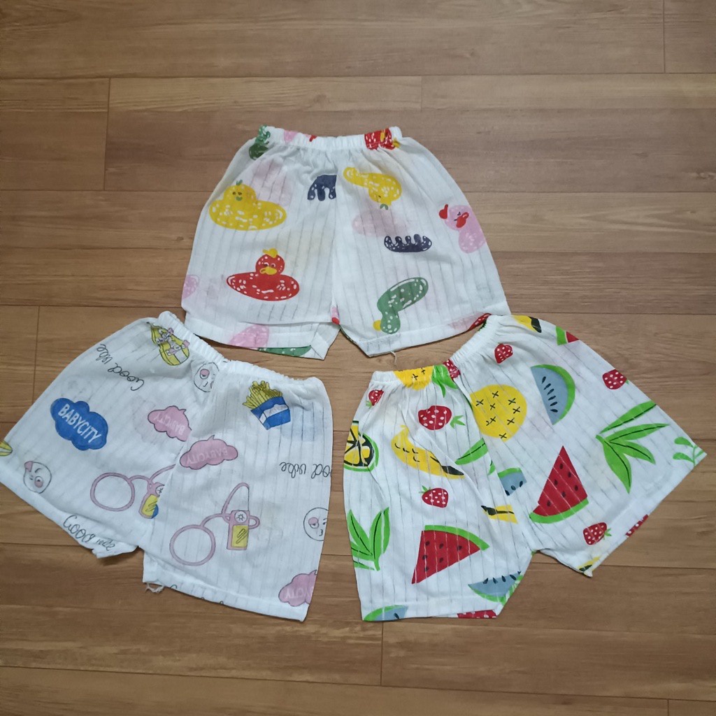 Set 10 quần đùi sơ sinh cotton giấy in hình dễ thương cho bé 5 - 17kg