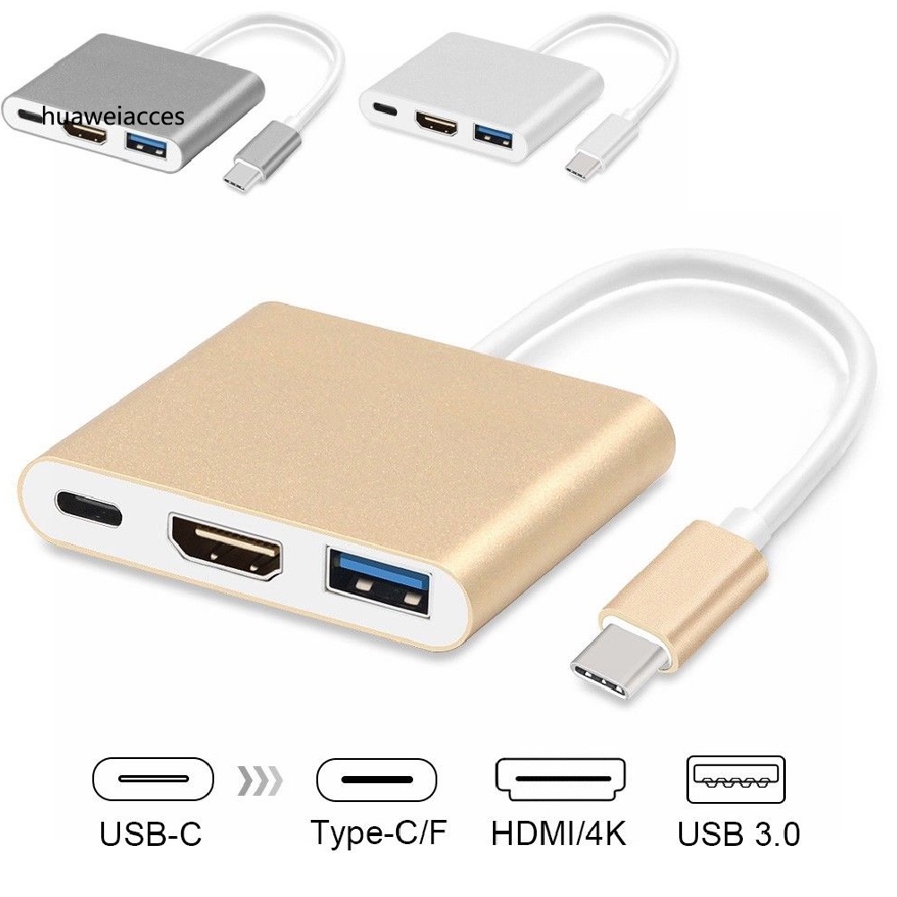 Bộ Chuyển Đổi Hua 3 Trong 1 Usb 3.1 Type C Sang 4k Hdmi-Compatible Usb 3.0 Hub | BigBuy360 - bigbuy360.vn
