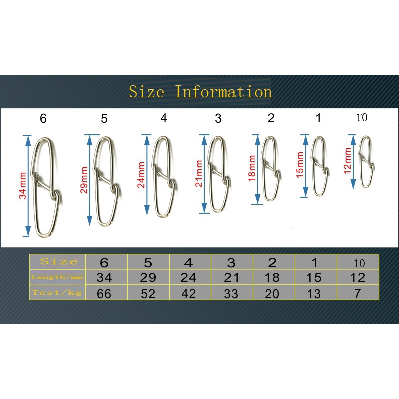 Set 50 khóa câu cá bằng thép không gỉ tiện dụng 0 # - 6 #
