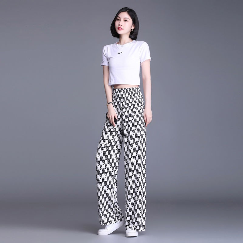 Hot Sale New high-waisted wide-leg pants spring and summer women's Korean style fashion slim drape casual wild fat large size straight trousers