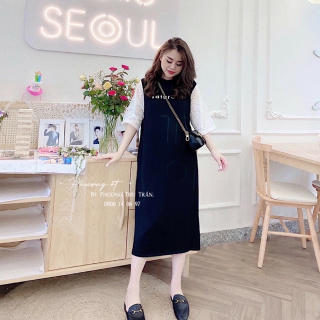 SỈ VÁY SUÔNG TAY REN DÁNG DÀI