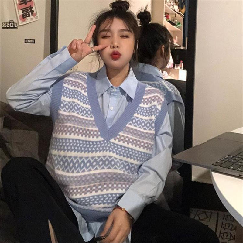 Bộ Áo Dệt Kim Dáng Rộng + Áo Sơ Mi Dài Tay Xinh Xắn Dành Cho Nữ