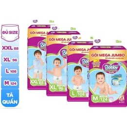 Tã quần Bobby gói Mega Jumbo M120/ L104/ XL92/ XL96/ XXL84/ XXL88 mẫu mới