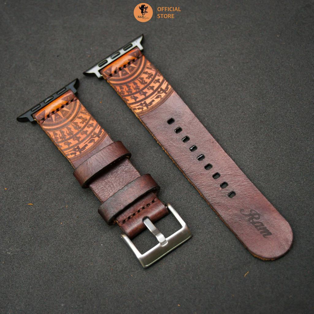 Dây Đồng Hồ AW 2,3,4,5,6,7,8, AW Ultra Da Bò Thanh Lịch - RAM Leather Simple trống đồng nâu đỏ