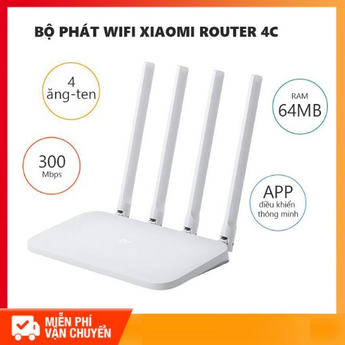 Bộ Phát Wifi Xiaomi Router 4C 4 Anten Tốc Độ 300Mbps - Bản Quốc Tế - Bảo Hành Hàng Chíh Hãng 12 Tháng