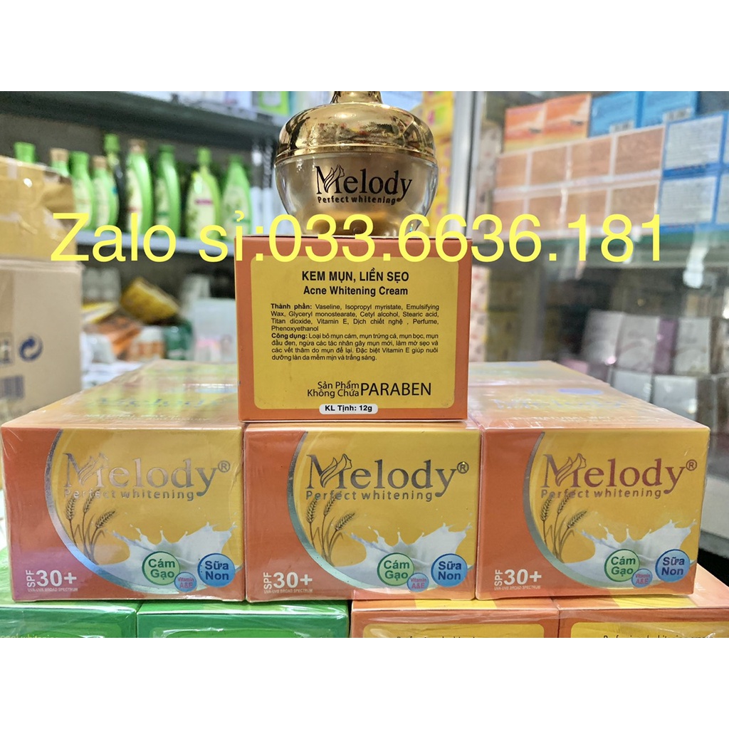 [ chuẩn hàng-giá sỉ] kem MELODY giảm mụn- liền sẹo-mờ thâm-nuôi dưỡng làn da trắng sáng và mềm mịn hủ 12G