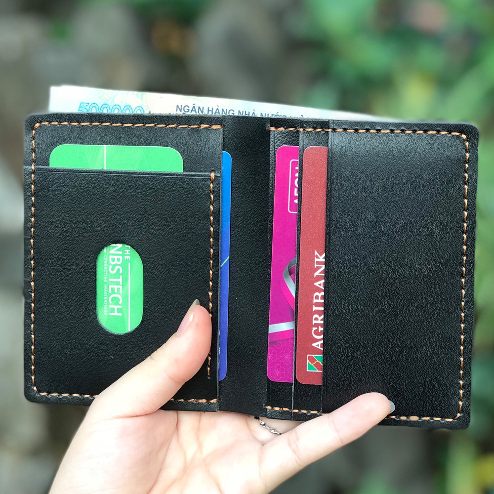 Ví nam mini da bò handmade nhỏ gọn kiểu đứng thời trang HEKI DX20