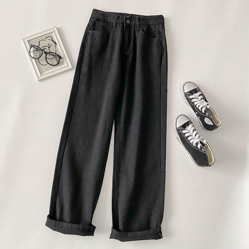 Quần Jean Lưng Cao Ống Suông Rộng Thời Trang Cho Nữ