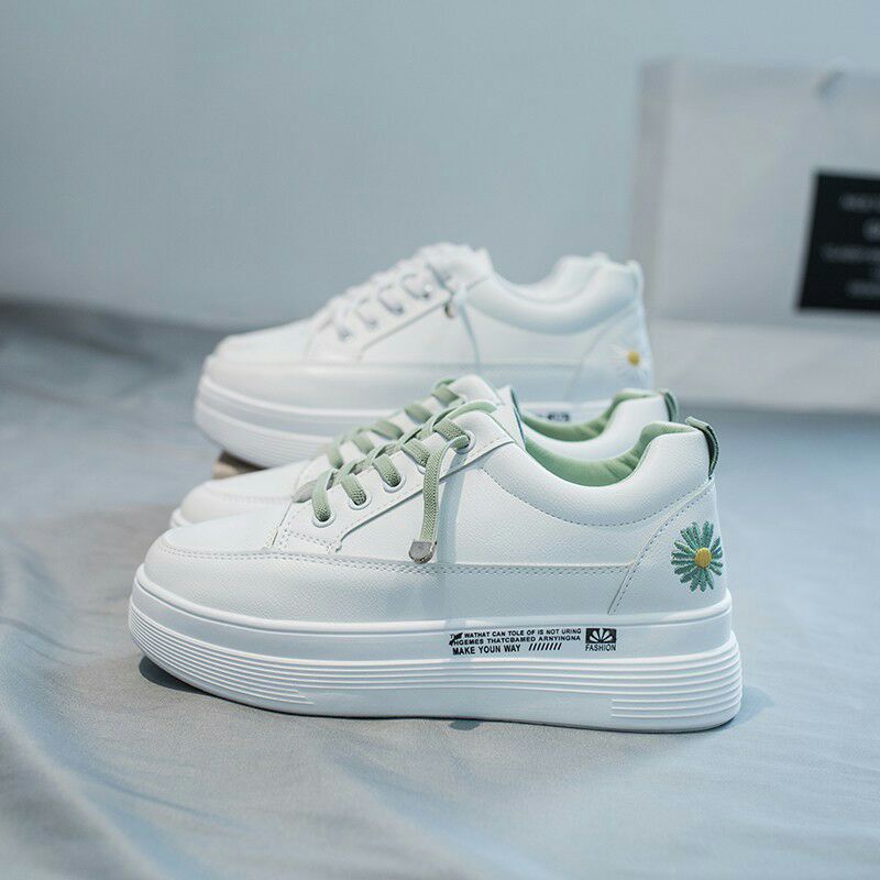 giày thể thao nữ đế cao G14 sneaker màu trắng thêu hoa phong cách hàn quốc đi học đi chơi hottrend | BigBuy360 - bigbuy360.vn