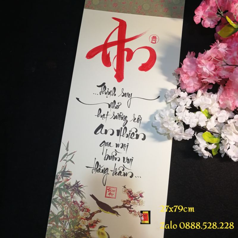 Tranh chữ thư pháp siêu đẹp 27x79cm