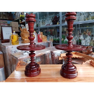 Cặp chân đèn gỗ xà cừ cao 41 cm