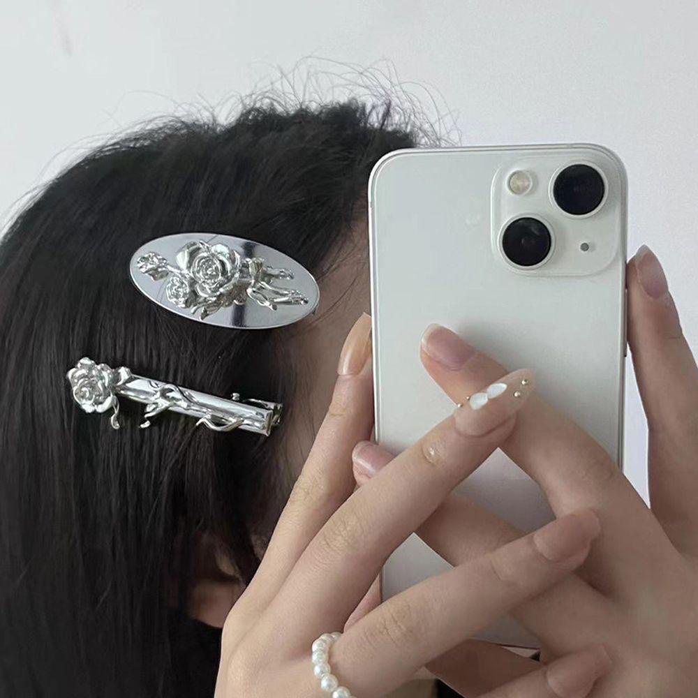 Kẹp Tóc Kim Loại Hình Hoa Hồng Phong Cách Harajuku Thời Trang