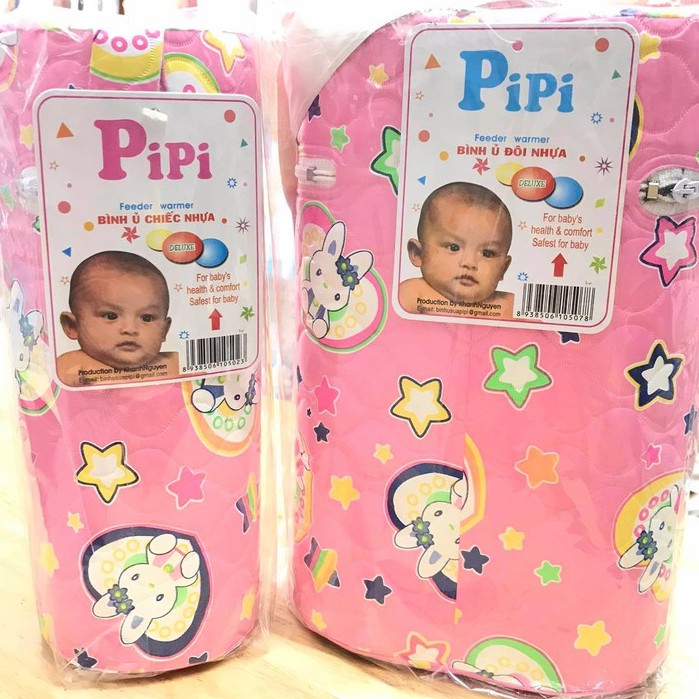Bình Ủ Sữa Đơn/Đôi Pipi 300ml Cổ Thường Giữ Nhiệt Lâu Cao Cấp-Túi Giữ Nhiệt Bình Sữa Cho Bé.