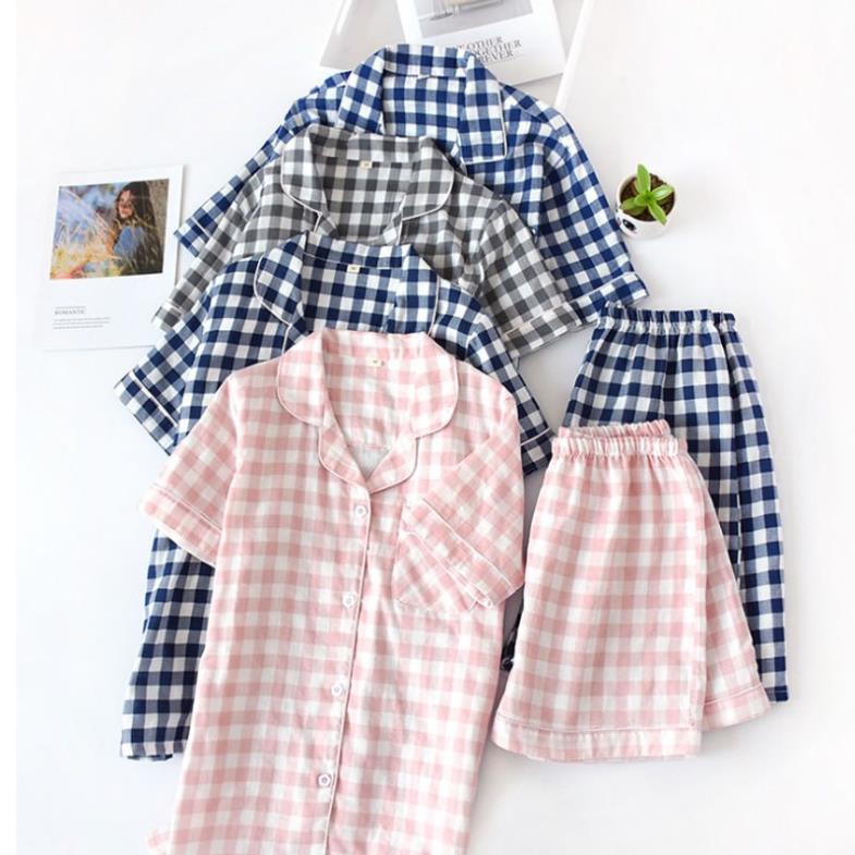 Bộ Ngủ Nam Nữ Mặc Nhà Họa Tiết Caro Chất Cotton Mát - Pyjama Siêu Đẹp Cho Các Cặp Đôi -qùa Cưới ý Nghĩa !
