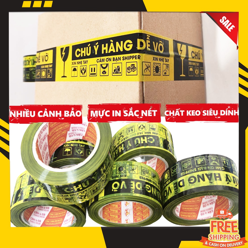Băng Dính Hàng Dễ Vỡ NEW 2022 Keo Niêm Phong Siêu Chắc Dai Chống Nước Nhiều Cảnh Báo Giá Sỉ 48mm 100 yard BADI2021001