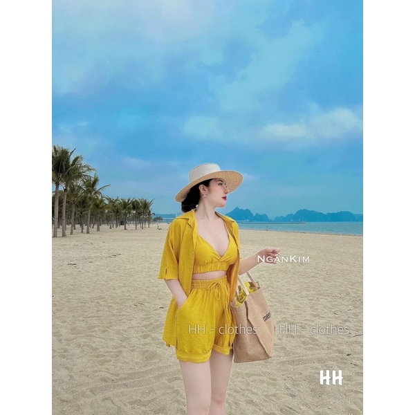 Set đũi vàng đi biển 3 món sexy Clara Siêu Xinh