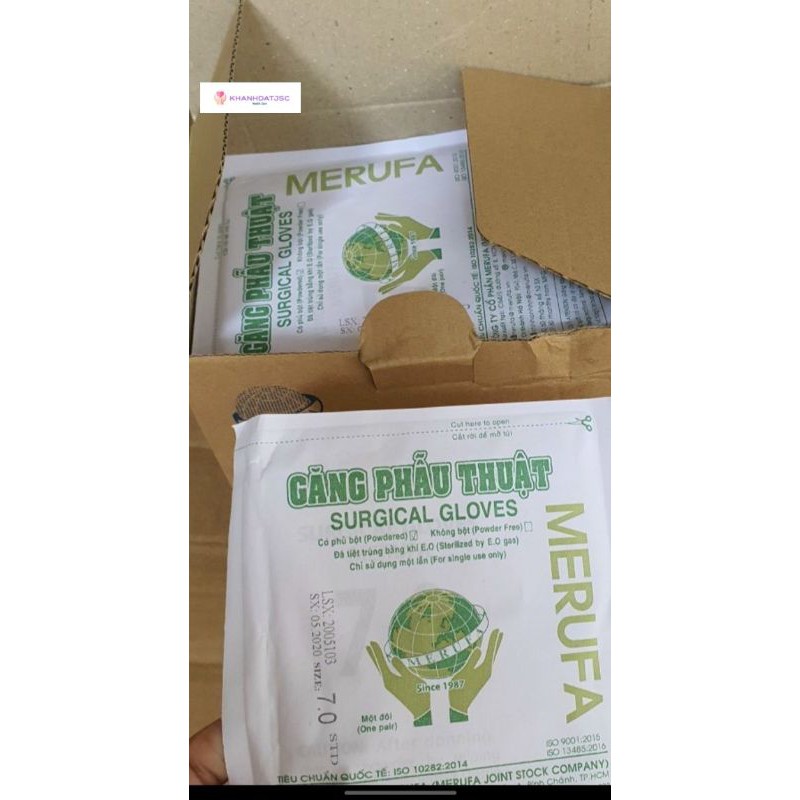 Găng tay y tế phẫu thuật vô trùng Merufa số 6.5, 7, 7.5