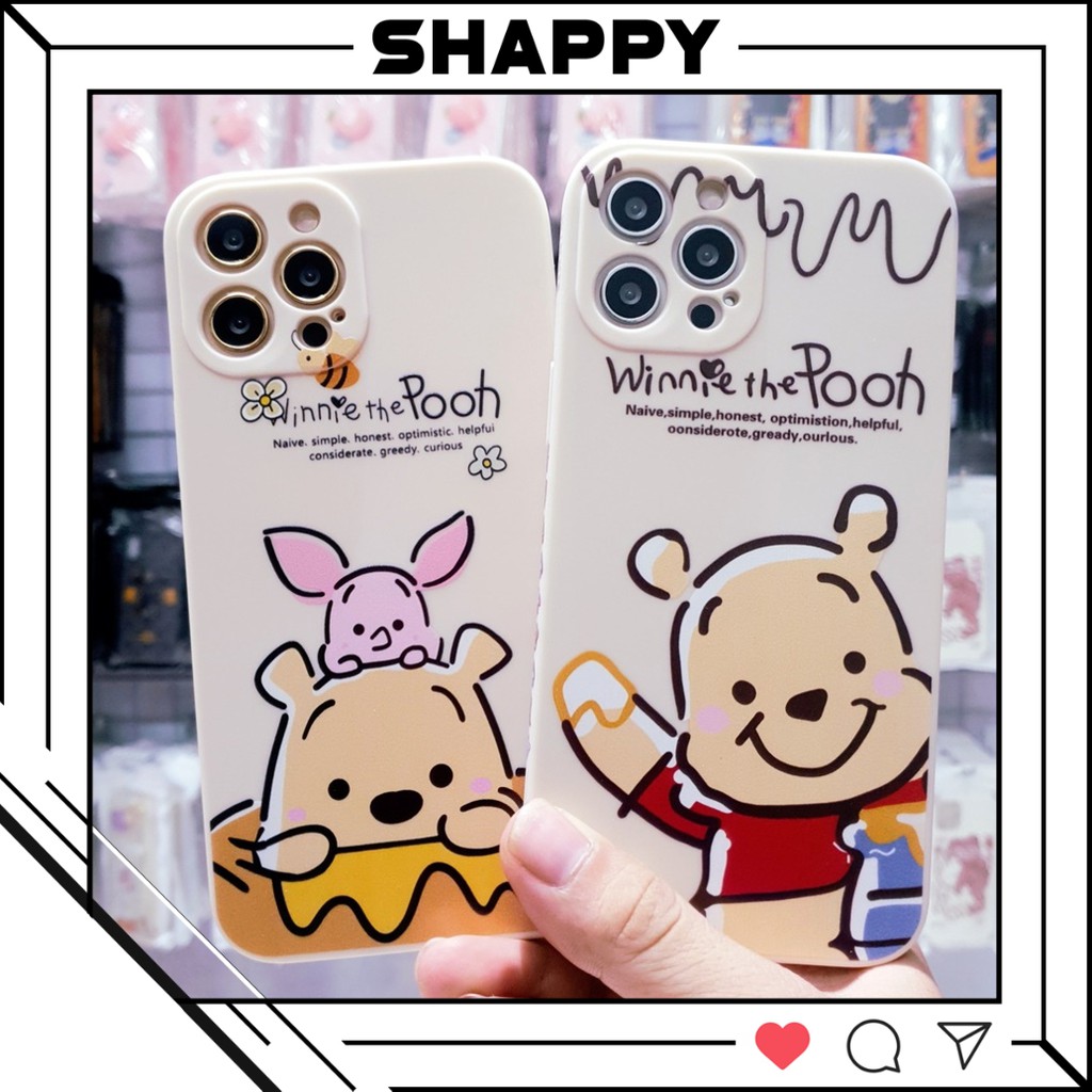 Ốp Lưng IPhone Gấu Pooh Dẻo Viền Vuông Các Dòng 7Plus/8Plus/X/XS/XsMax/11/11ProMax/12ProMax [Shappy Shop]