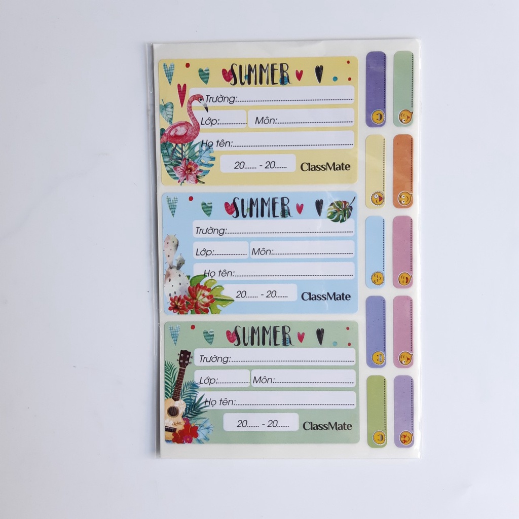 Nhãn Vở Có Keo Dán Sẵn CLASSMATE Chất Liệu Giấy Bóng Nổi Bật, Họa Tiết Summer Dễ Thương 15 Cái/ Tập CL-NT218
