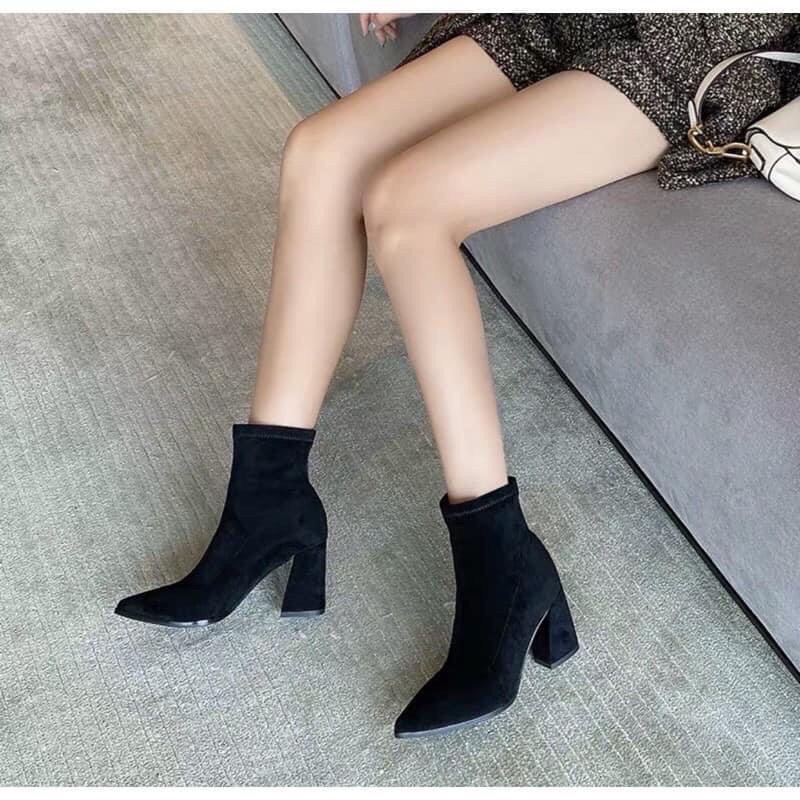 Boot nữ cao cổ da lộn đế 7cm ôm chân tôn dáng mix đồ siêu dễ | BigBuy360 - bigbuy360.vn