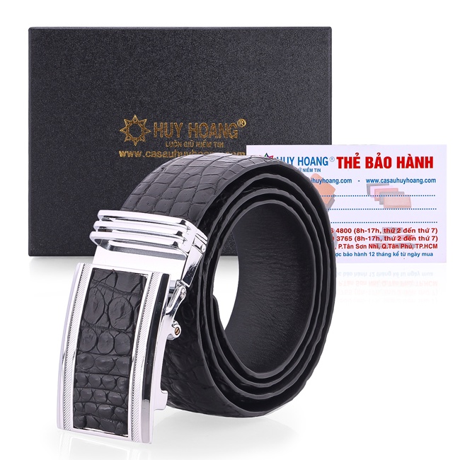 Thắt lưng nam Huy Hoàng da cá sấu 4P màu đen HP4774
