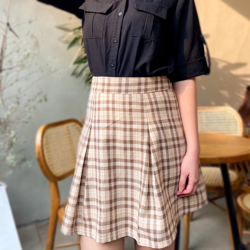 CHÂN VÁY KẺ BIGSIZE THIẾT KẾ - CHÂN VÁY XẾP LY BẢN TO (CÓ LÓT QUẦN) - IZYBYNHI | BigBuy360 - bigbuy360.vn