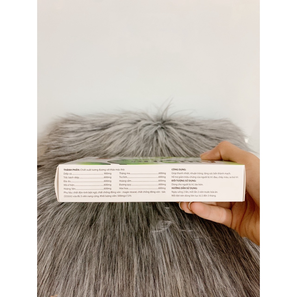 ANTOTRI chứa Diếp Cá, Hoa Hoè giúp thanh nhiệt,hỗ trợ giảm trĩ , táo bón  - Hộp 30 viên