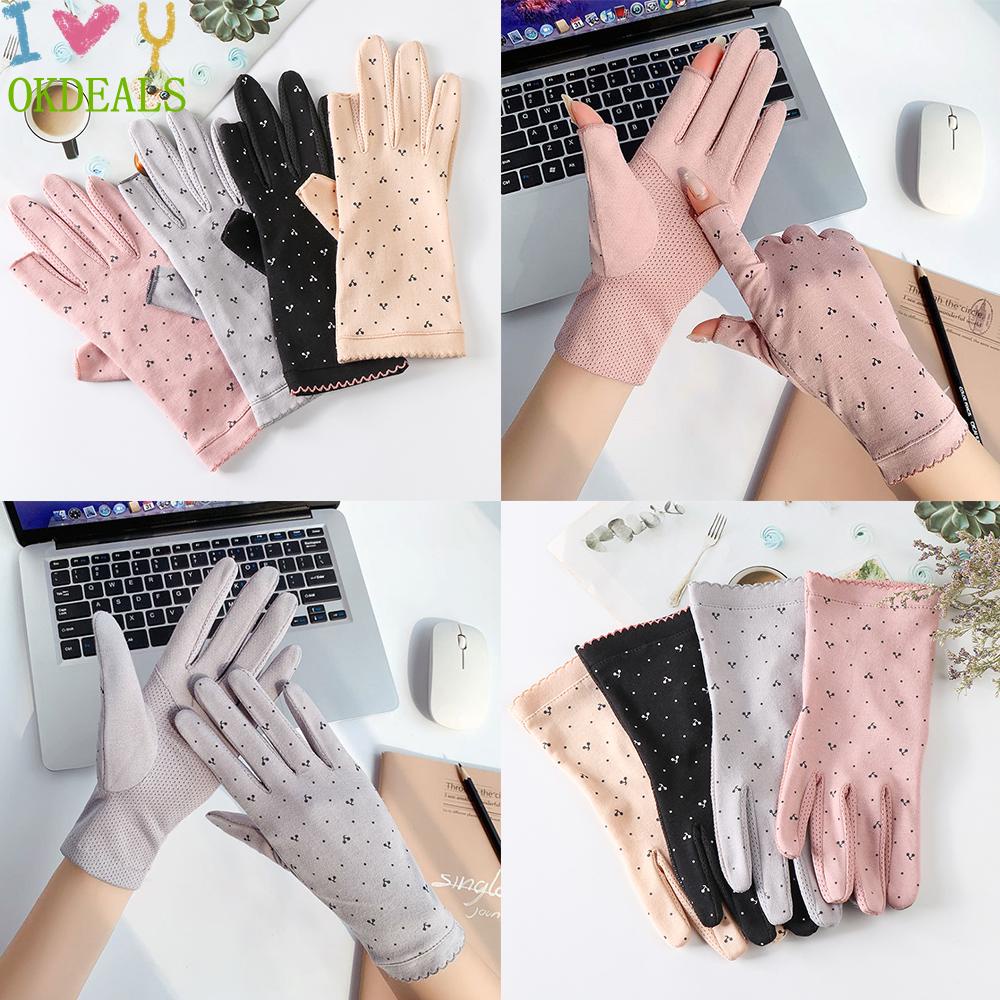 Găng Tay Lái Xe Hở Ngón Chất Liệu Cotton Mỏng Co Giãn Chống Nắng/Tia UV Nhiều Màu Sắc