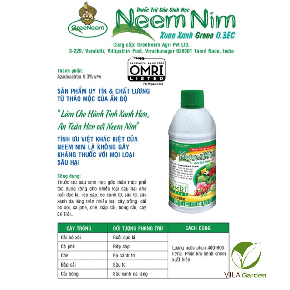 Dầu Neem Nim hữu cơ bảo vệ các loại cây trồng ( 100ml/chai )