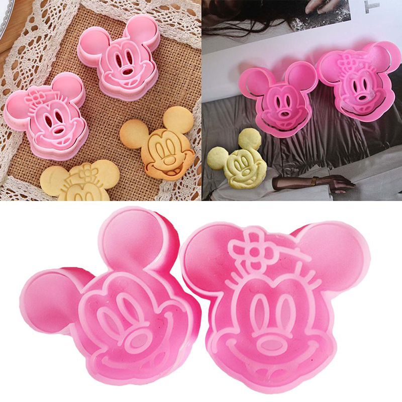 Bộ 2 Khuôn Làm Bánh Quy Hình Chuột Mickey / Minnie 3d