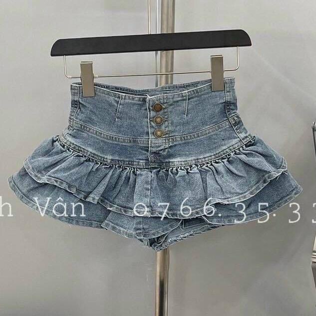 [Cao Cấp] Chân Váy Jean AIORI Dáng Xoè V007