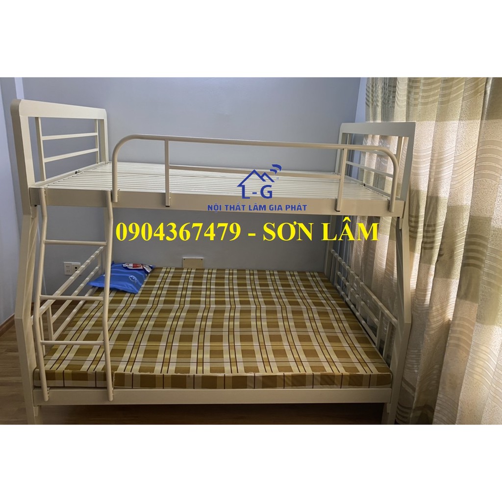 GIƯỜNG SẮT 2 TẦNG ỐNG TRÒN NGANG 1M4X1M6 GIÁ RẺ