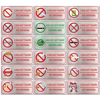 Bảng Cấm thuốc lá, No Smoking, biển cấm hút thuốc, bảng cấm smoking nhiều mẫu in UV trực tiếp