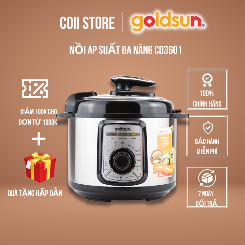 Nồi áp suất đa năng Goldsun CD3601, Nồi áp suất điện Goldsun GPC5501, Hàng chính hãng, Bảo hành 12 tháng