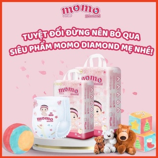 Bỉm Tã Dán Quần MOMO DIAMOND ORGANIC S64 M60 L54 XL50 Tinh Chất Hoa Anh Đào