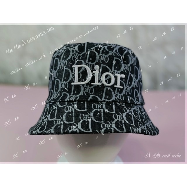 Mũ bucket vải Jeans in thêu 2 mặt chữ đioo cực đẹp - Mũ vành đẹp