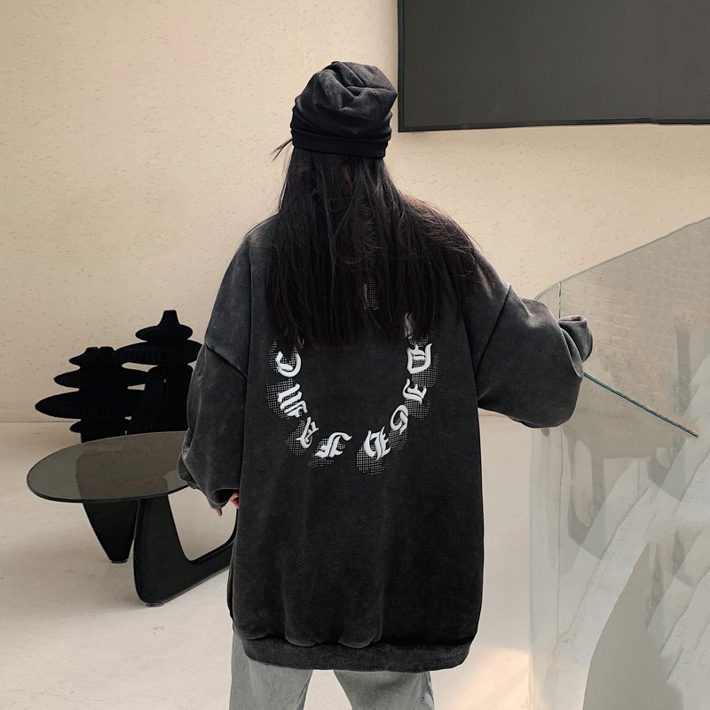 Ifnicefuture Áo hoodie Tay Dài Dáng Rộng Phong Cách Retro Thời Trang Thường Ngày Cho Cặp Đôi
