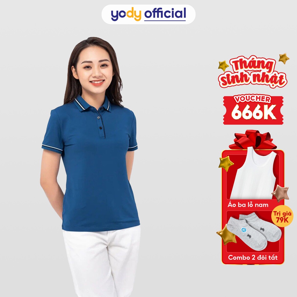 Áo Polo YODY nữ Coolmax 02 ngắn tay thông thoáng hút ẩm tốt APN3724