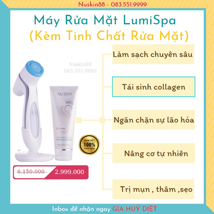 Máy Rửa Mặt LumiSpa Nuskin + Sữa rửa mặt ageLOC LumiSpa da nhạy cảm - Bảo Hành 2 Năm