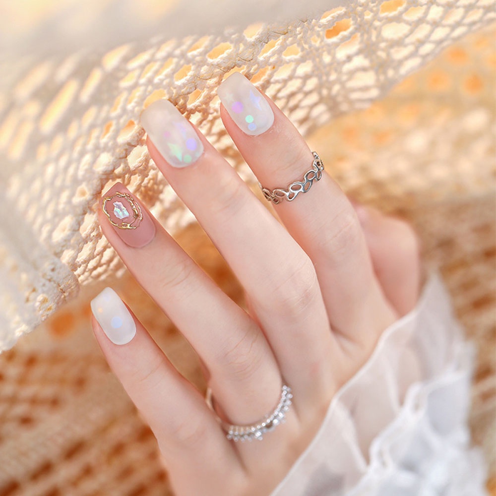 [Hàng mới về] Hộp phụ kiện sequin trang trí móng nghệ thuật hình tròn/ trái tim/ ngôi sao lấp lánh siêu mỏng DIY