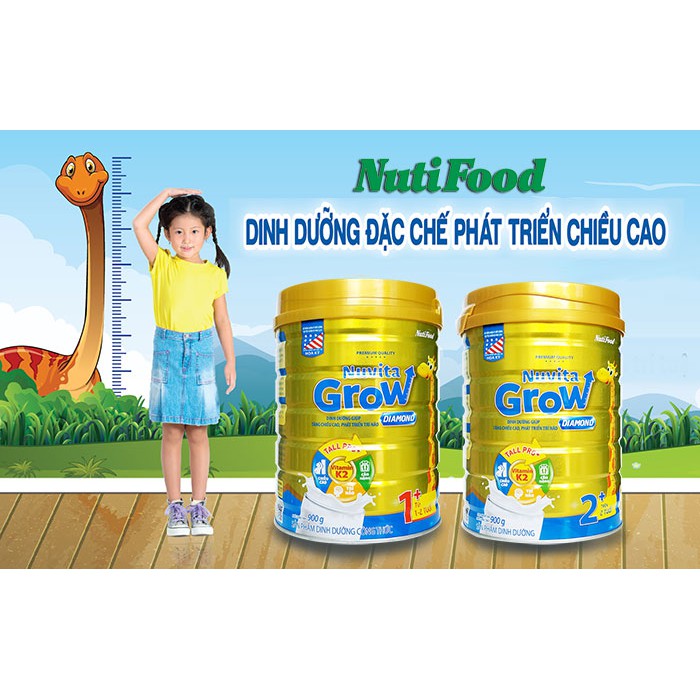 Sữa Nuvita Grow Diamond 1+ 2+ Hộp 900g (Date 2022)