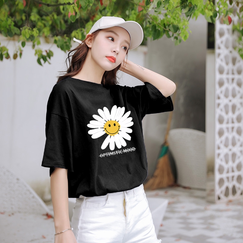 NRVP Áo thun tay ngắn dáng rộng in họa tiết thời trang 2020 dành cho nữ