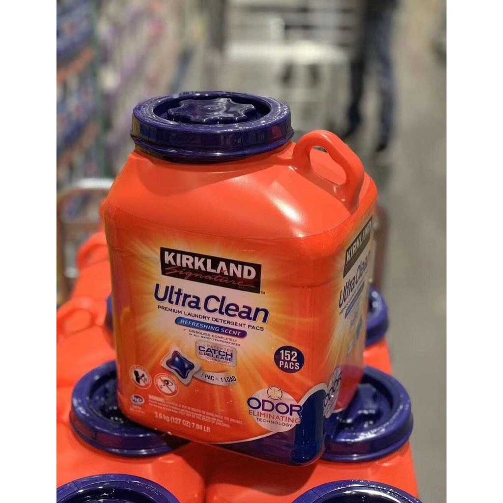 Viên Giặt Quần Áo Kirkland Ultra Clean 152 Viên Hương Thơm Tươi Mát (Chuẩn Costco USA)