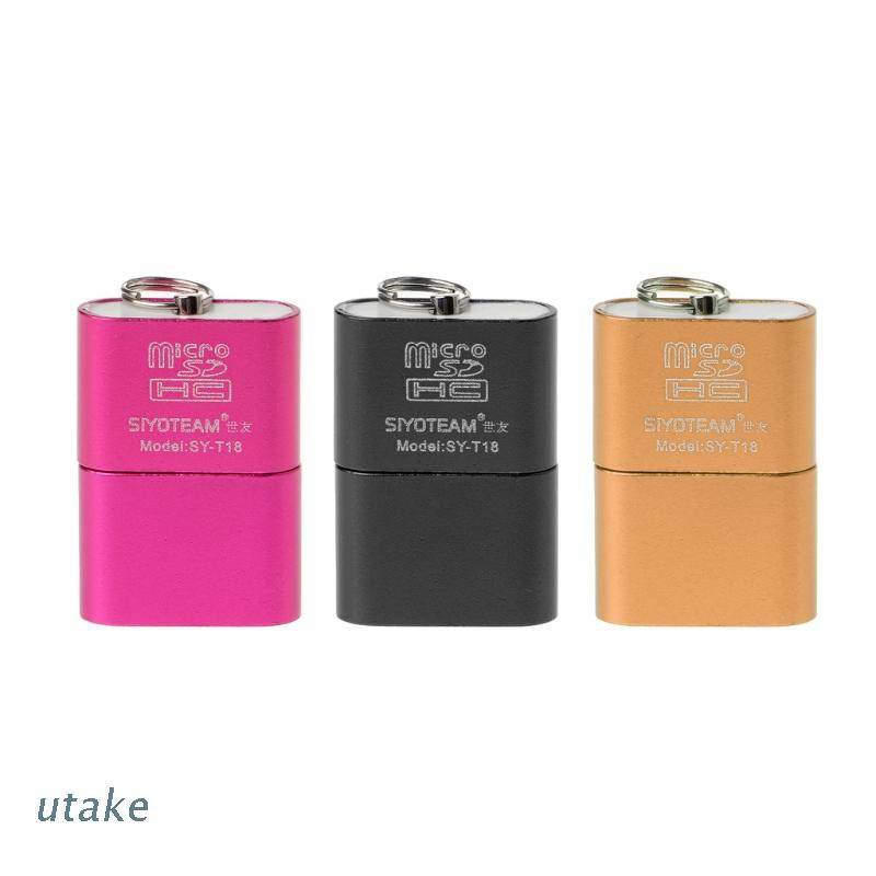 Utake Portable Mini Aluminum Alloy USB 2.0 A Micro SD TF Memory Card Reader Adapter