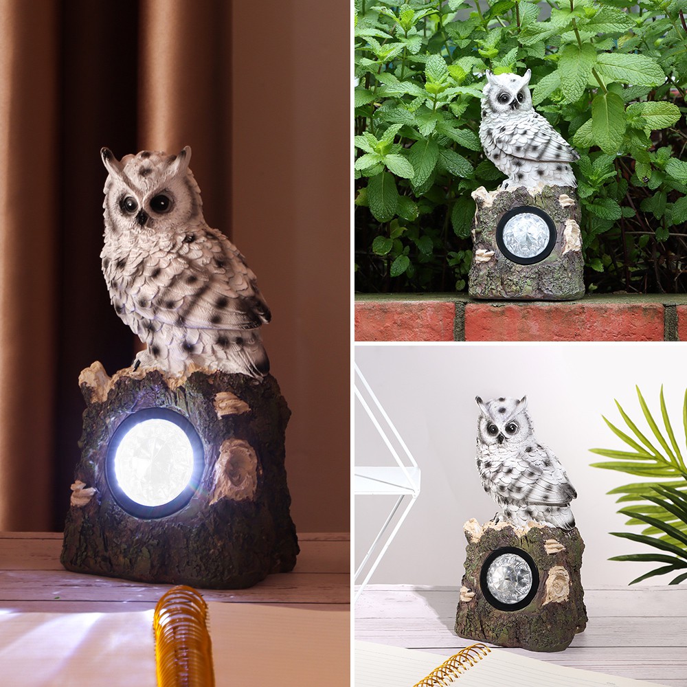 MIOSHOP Gift Owl Figurines Yard Solar Statue Solar Lights Lawn Ornaments Garden Decor Waterproof Patio Outdoor Decorative